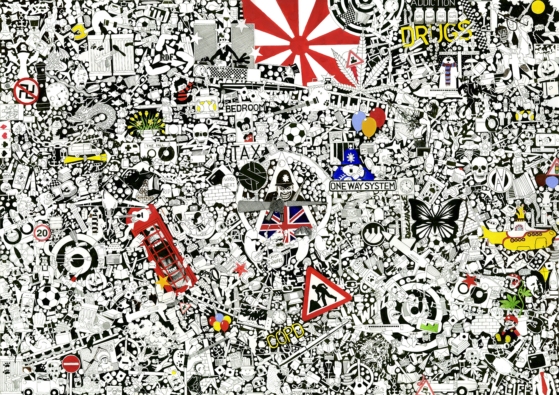 One Way System — pen drawing by Anarchy Arch